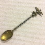 Vintage 800 Silver Gilt Germany Spoon - Ornate - with Eagle Holding Fasces