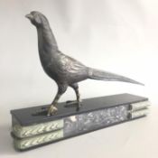Art Deco Statue Sculpture of a Pheasant on Marble Base
