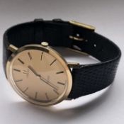 Omega De Ville 9ct Gold - Mens Wristwatch - Vintage c.1980 - Champagne Dial