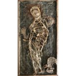 Harry Mann British mid 20th C. painted plaster, wire & wood relief Art Sculpture
