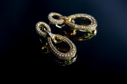 4.6ct VS1-2 Brilliant Cut + Square Cut Natural Diamond 18K Yellow Gold Pendant Earrings