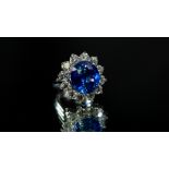 Gübelin Certified 16.42ct Ceylon Sapphire, VS1-2 3ct Brilliant cut natural Diamond ring