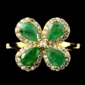 A Gorgeous Pear Cut Rich Green Natural Brazilian Emerald Gemstone Ring, Bespoke - Unique