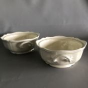 Pair of Wedgwood Etruria Barlaston Queens Shape Cream Coloured Twin Handled Serving Bowls