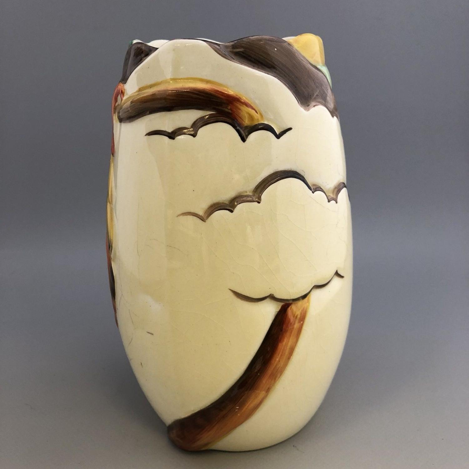 Clarice Cliff Newport Pottery Vase Chestnut Pattern Relief Decorated with Leaves - Image 2 of 7