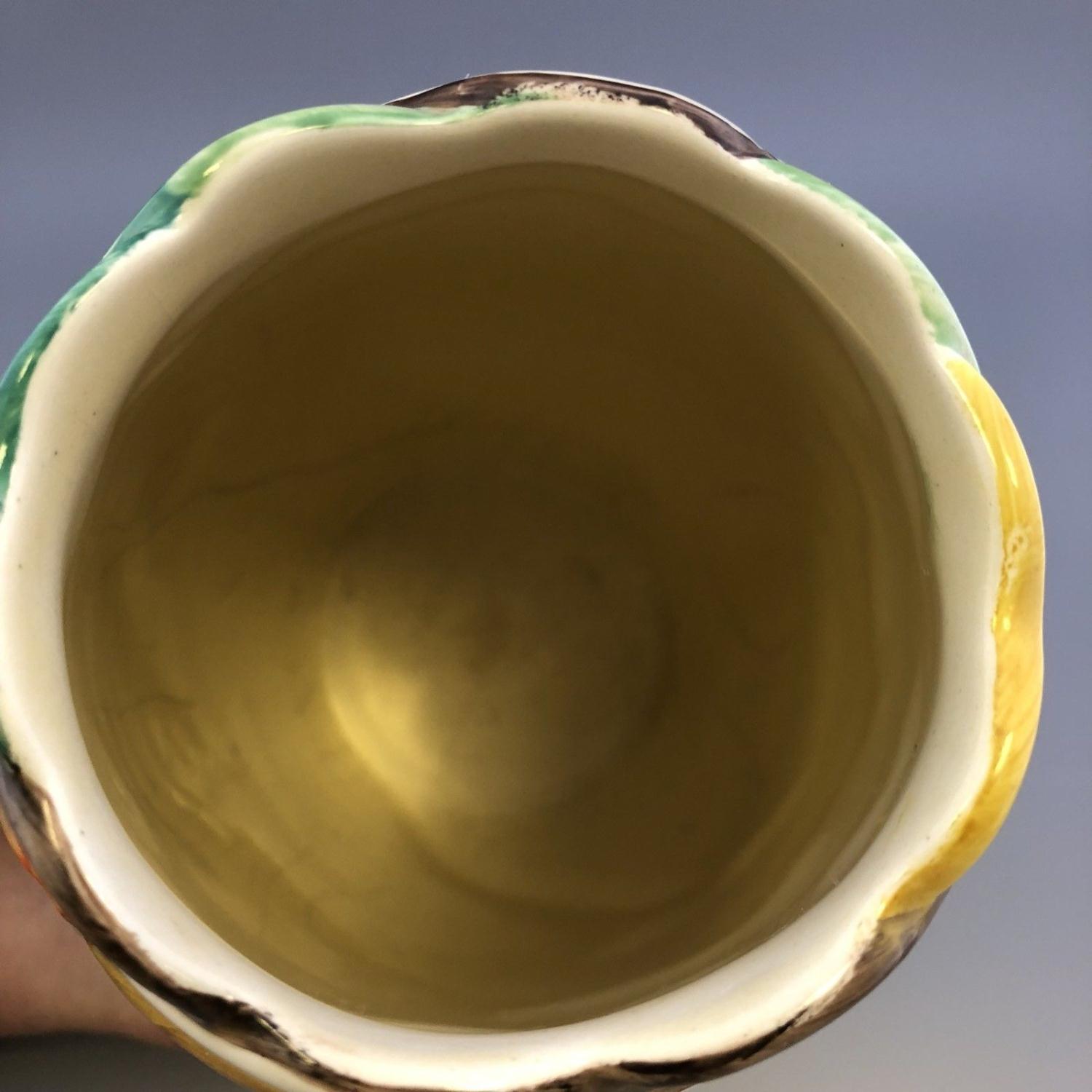 Clarice Cliff Newport Pottery Vase Chestnut Pattern Relief Decorated with Leaves - Image 6 of 7