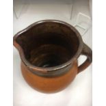 Antique Redware 19th Century Primitive Folk Art Rustic Water Jug