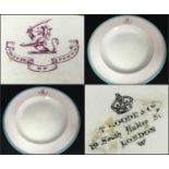 19th century heraldic plate and bowl "vertute et opera" motto of Duke of Fife