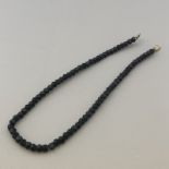 Antique Victorian Mourning Jewellery - Carved Faceted Whitby Jet Bead Necklace