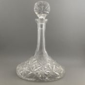 A Good Heavy Crystal Ships Decanter with Star Cut Base