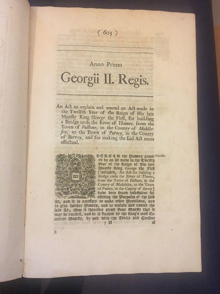 Early 18th Century Black Letter Act of Parliament King George II 1728 London - Image 2 of 5