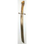 Early 19th Century Imperial German Falchion Short Sword Sidearm With Large Stag Antler Handle. Sn