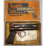 Boxed, Webley Junior .177 Calibre Air Pistol With Original 1965 Dated Illustrated Pamphlet