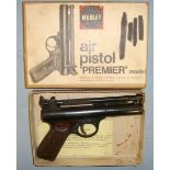 Boxed, Early 1970's Webley Premier 'E' Series .22 Calibre Air Pistol & Accessories.