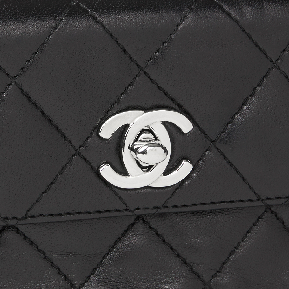 Black Quilted Lambskin Vintage Mini Flap Bag - Image 11 of 11