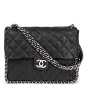 Chanel Black Quilted Calfskin Chain Around Maxi Flap Bag