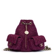 Chanel Aubergine Quilted Tweed Fabric Mini Classic Backpack