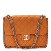 Chanel Honey Beige Quilted Calfskin Chain Around Maxi Flap Bag