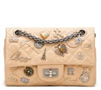 Chanel Gold Aged Metallic Calfskin Leather Lucky Charms 2.55 Reissue 224 Double Flap Bag