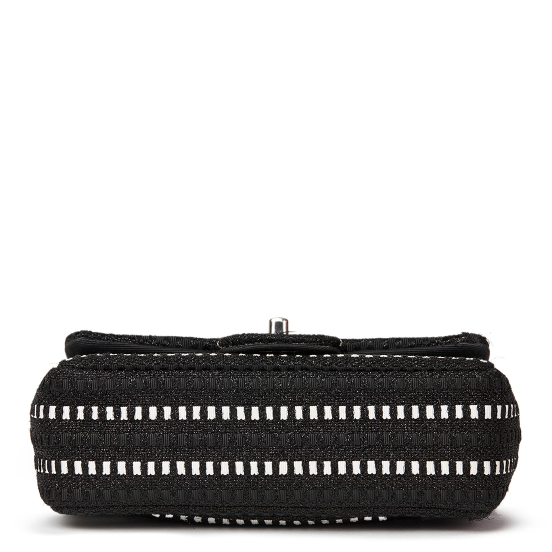Chanel Black & White Woven Fabric Rectangular Mini Flap Bag - Image 5 of 9