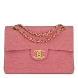 Chanel Pink Quilted Denim Vintage Maxi Jumbo Xl Flap Bag