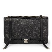 Chanel Black Studded Calfskin Leather Paris-Dallas Studded Buckle Flap Bag