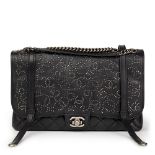 Chanel Black Studded Calfskin Leather Paris-Dallas Studded Buckle Flap Bag