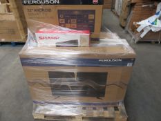 (OST53) Large Pallet TO Contain 10 Items Including 7 x TV's & 3 x AKAI 7 Inch Portable DVD Players -
