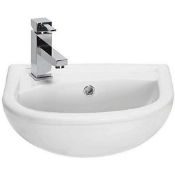 Basin Sink Bowl Counter Top Corner Semi Recessed Bathroom 1 Tap Hole 430mm  Antiles - 43cm Semi-