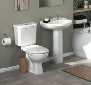 White Modern Style Two Tap Hole Stylish Bathroom Basin and Full Pedestal 600mm Pacific Basin and