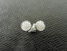 0.17ct illusion set diamond stud earrings in 9ct white gold. Small round cut diamonds, H colour