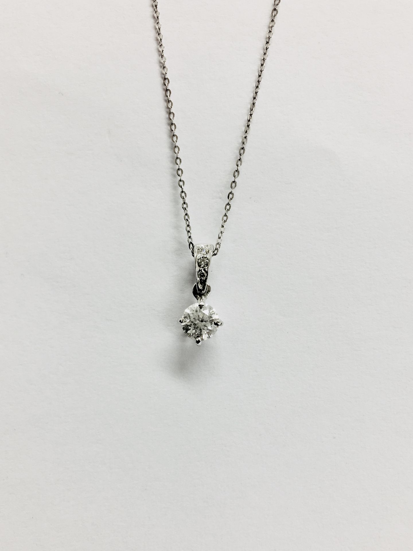 0.50ct diamond set pendant. Enhanced Brilliant cut diamond, H colour and si3 clarity. Diamond set