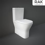 (Q146) RAK Resort Rimless Closed Coupled Toilet. RRP £349.99. Rimless design makes it easy to