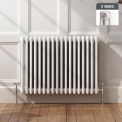 (Q86) 600x820mm White Triple Panel Horizontal Colosseum Radiator. RRP £419.99. Made from low