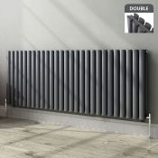 (Q123) 600x1620mm Anthracite Double Panel Oval Tube Horizontal Radiator. RRP £499.99. Made from high