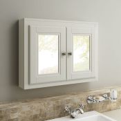 (Q44) 800mm Cambridge Clotted Cream Double Door Mirror Cabinet. RRP £299.99. Double Door style