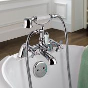 (Q70) Loxley Traditional Bath Mixer Tap with Hand Held Shower. Chrome Plated Solid Brass Traditional