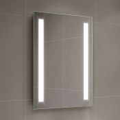 (Q59) 500x700mm Omega LED Mirror - Battery Operated. Energy saving controlled On / Off switch