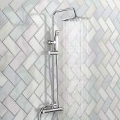 (O157) Square Exposed Thermostatic Shower Kit & Medium Head. Curved features and contemporary