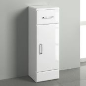 (O58) 250x330mm Quartz Gloss White Small Side Cabinet Unit. RRP £143.99. Pristine gloss white finish