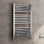 (O175) 1000x600mm Chrome Square Rail Ladder Towel Radiator. RRP £114.99. Made from low carbon