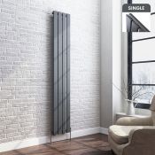 (Q37) 1800x300mm Anthracite Single Flat Panel Vertical Radiator. RRP £199.99. Made with low carbon