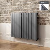 (Q87) 600x832mm Anthracite Single Flat Panel Horizontal Radiator. RRP £219.99. Made from high