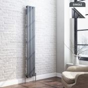 (Q131) 1600x228mm Anthracite Single Flat Panel Vertical Radiator. RRP £208.99. Made from high