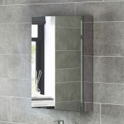 (Q182) 600x400mm Liberty Stainless Steel Single Door Mirror Cabinet. RRP £199.99. Made from high-