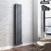 (Q109) 1600x300mm Anthracite Double Flat Panel Vertical Radiator. RRP £399.99. Made with low