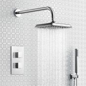 (Q132) Square Concealed Thermostatic Mixer Show Kit & Medium Head. RRP £399.99. Enjoy the