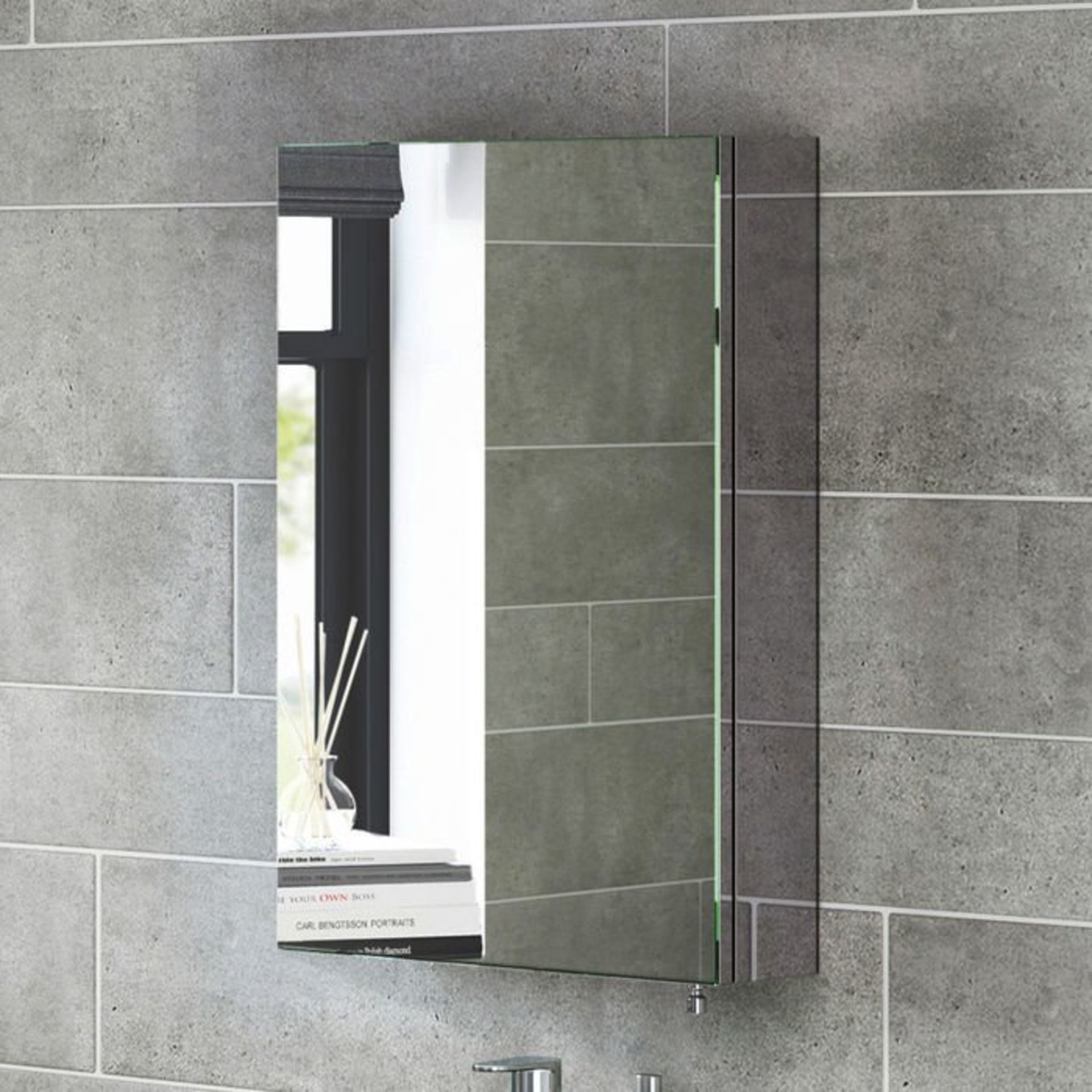 (S179) 600x400mm Liberty Stainless Steel Single Door Mirror Cabinet. RRP £199.99. Made from high-