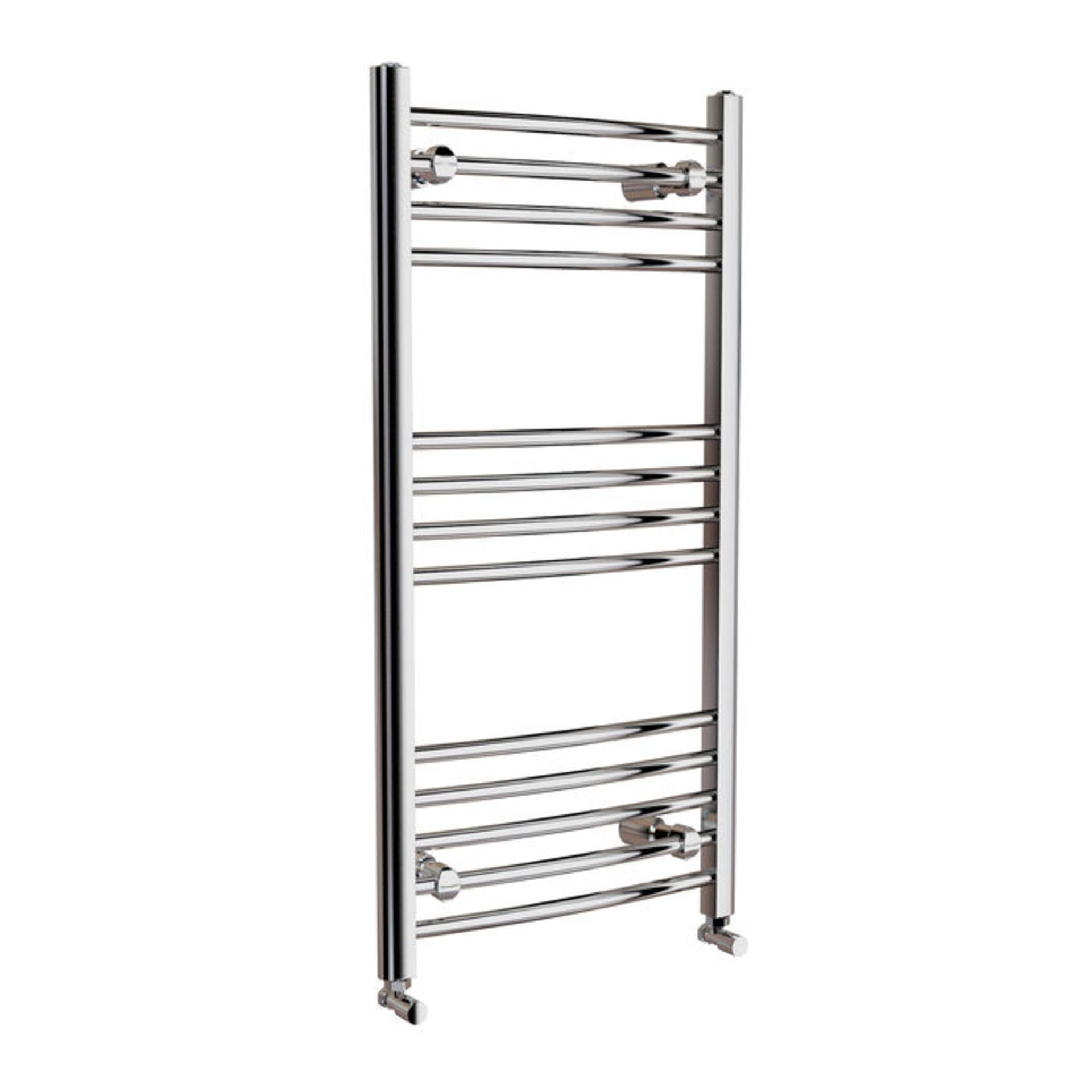 (Z168) 1000x500mm - 20mm Tubes - Chrome Curved Rail Ladder Towel Radiator. Low carbon steel chrome - Image 5 of 5