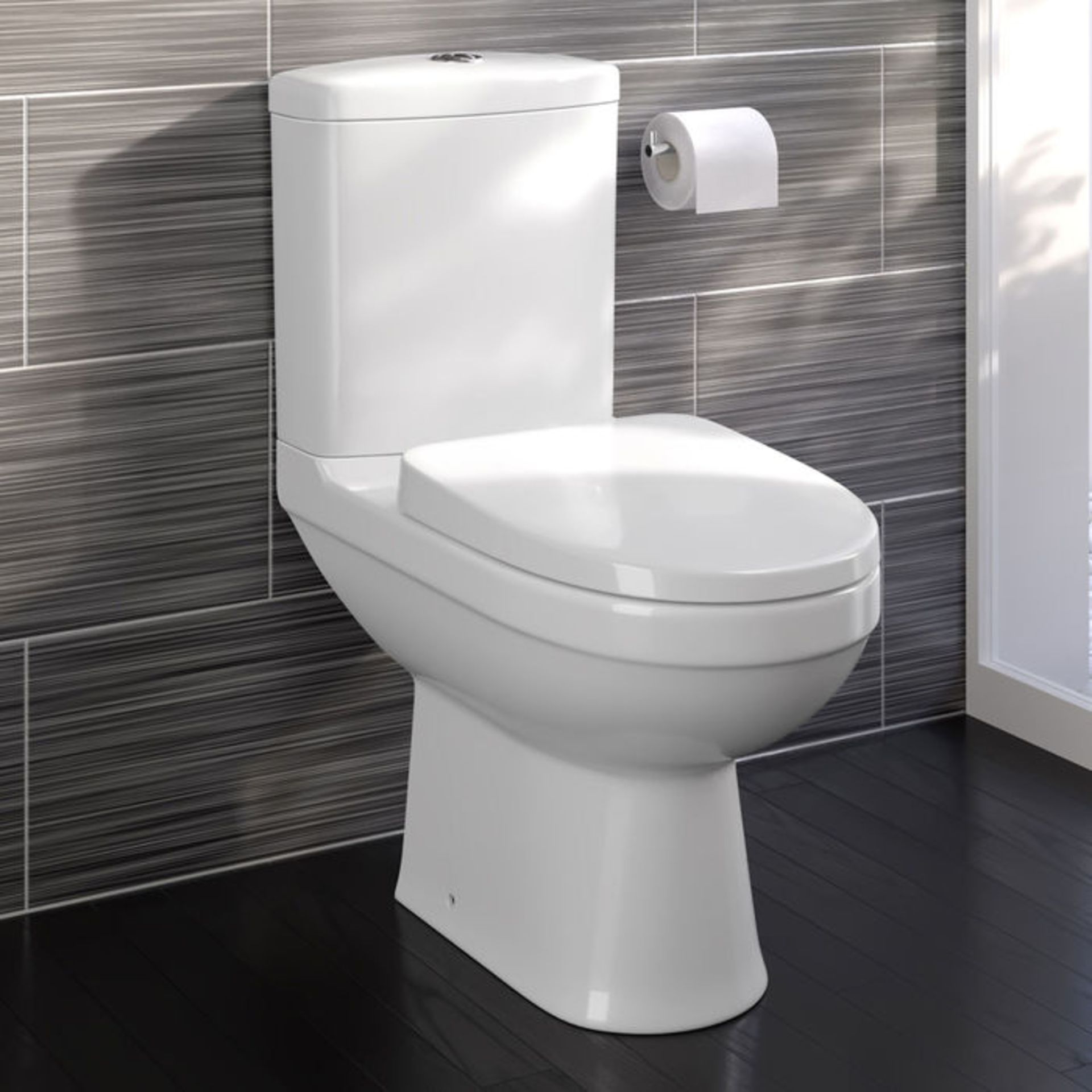 (ZZ68) Sabrosa II Close Coupled Toilet & Cistern inc Soft Close Seat. Made from White Vitreous China